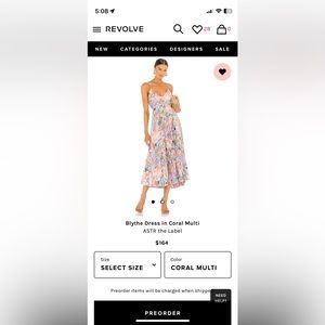 ASTR the label - Blythe dress in Coral Multi from Revolve / Size XS